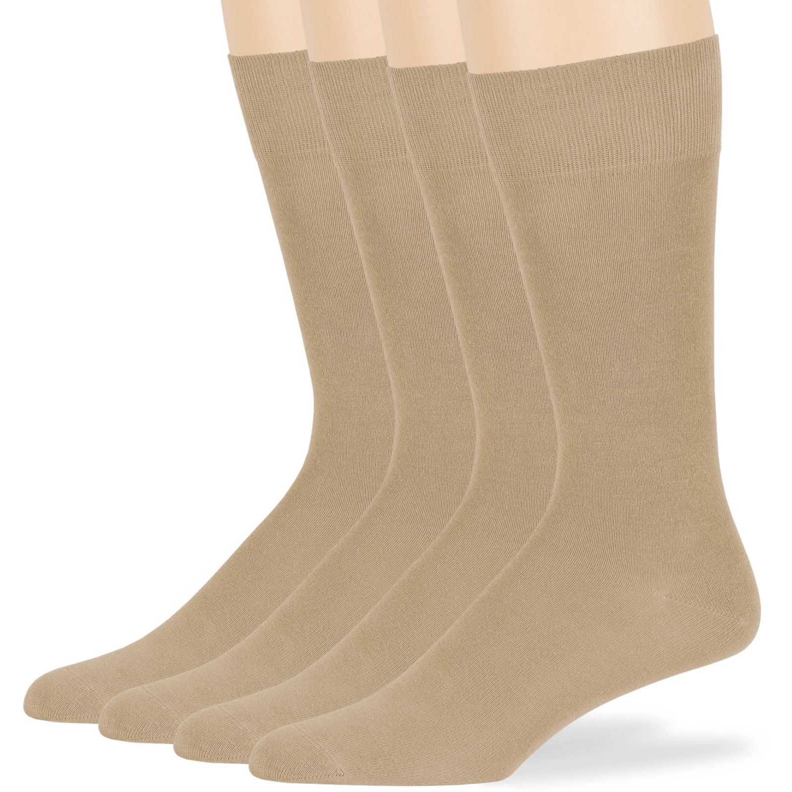 Men Viscose From Bamboo 4 Pack Dress Thin Soft Mid-Calf Socks Large 10-13 Beige