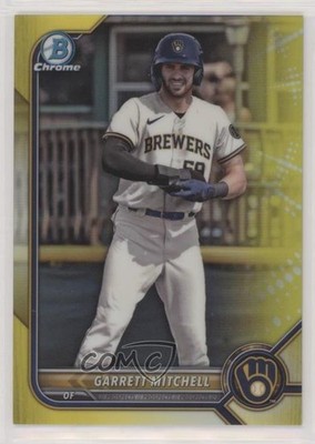 2022 Bowman Chrome Prospects Yellow Refractor 42/75 Garrett Mitchell 03ox