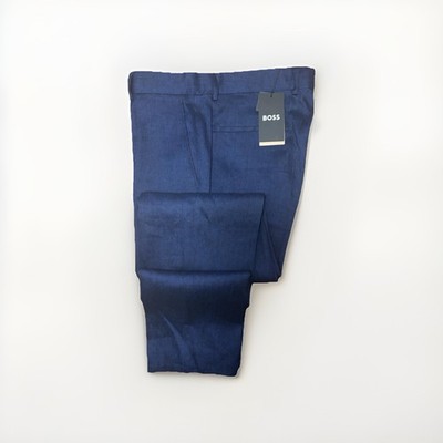 Hugo Boss Slim Fit Leinen Hose H-Genius-MM-224 Gr. 102 36  Dunkelblau