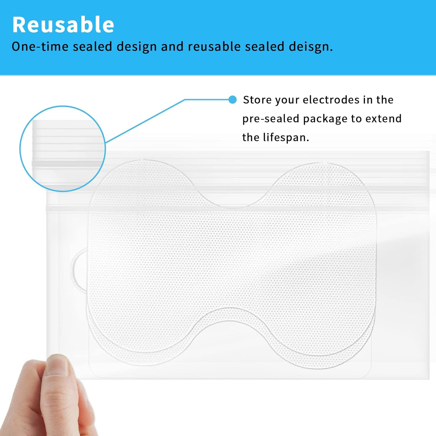 TENS Unit Replacement Pads - Pack of 6 Extra Large Butterfly Shaped Electrode Sq