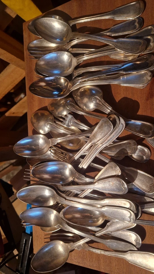 Lot de 3,020 kg De Couverts En Métal Argenté Cuillères et Fourchettes - Photo 4/4