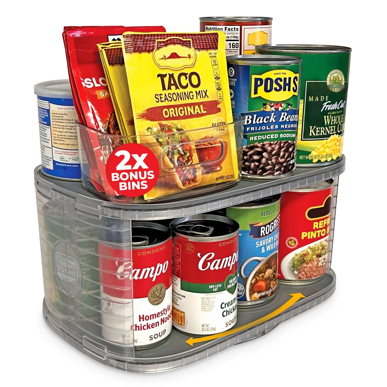 2-Tier Lazy Susan Pantry Organizer – Steel Reinforced Turntable for Kitchen C...