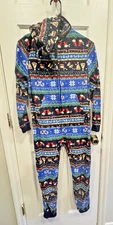 Cat & Jack Kids Fleece Hooded Pajamas Size Large - pizza, hamburgers, fries