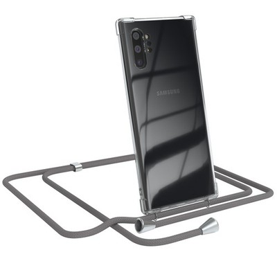 Für Samsung Galaxy Note 10 Plus Handyhülle zum Umhängen Kordel Tasche Kette Grau