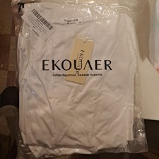 NWT Ekouaer Womens Pajama 2 Piece Ribbed Set Short Sleeve size m