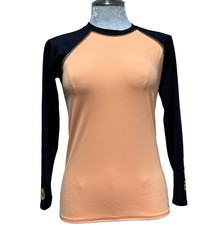 Body Glove Rash Guard Swim Shirt Medium Retro Black Orange Long Sleeve Spell out