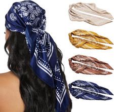 4PCS Head Scarf for Women 35  Head Scarves Silk Like Satin Neck Scarfs Square Ba