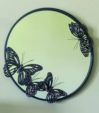 Butterfly Mirror w/4 Resting,  Bronze, San Pacific Int. 24"Round,Nature Themed