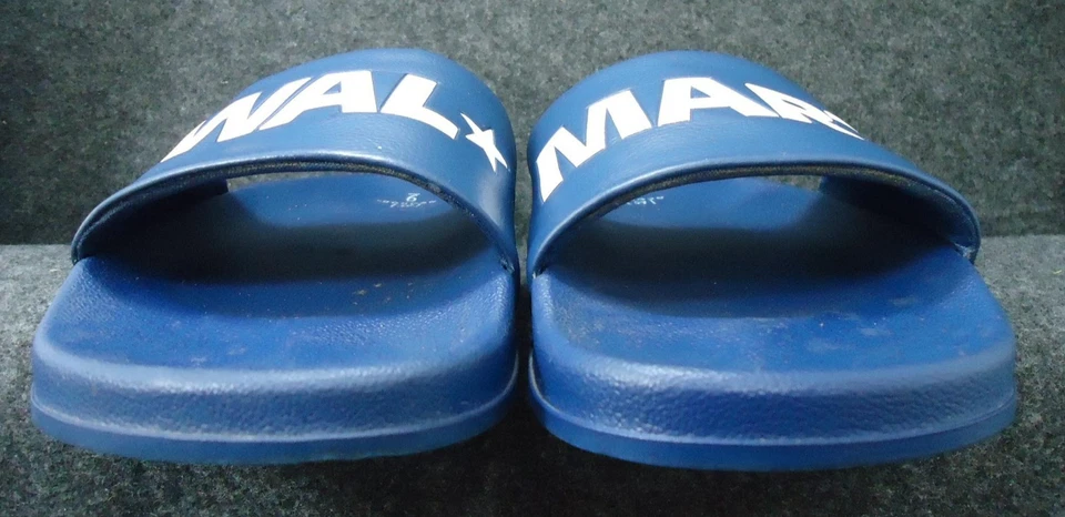 Sandalias RARAS Walmart Logo Slides Mujeres 9 Hombres 7.5 Azul Blanco Cómodas Piscina Sin Cordones Foto 2 de 4