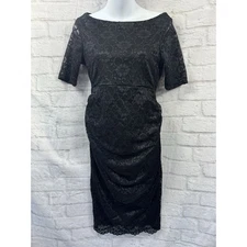 ASOS Bodycon Dress Black Floral Lace Sz 10 Party Evening Cocktail Dark Academia