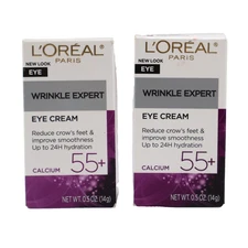 2 PACK L'Oreal Wrinkle Expert 55+ Anti-Wrinkle Eye Cream with Calcium 0.5 Oz
