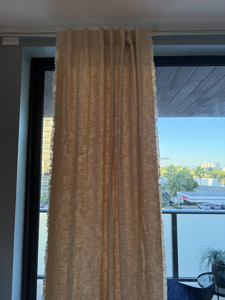 1 Anthropologie Luxe Linen Lenox Curtain Panel In Beige Linen 50x96 - Image 3 of 4