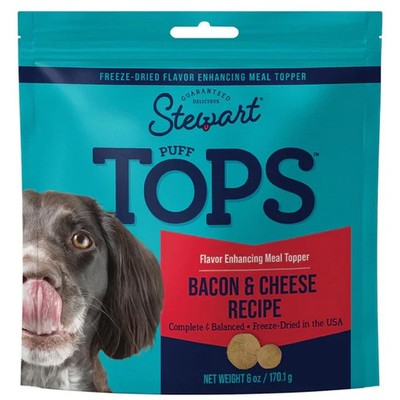 Stewart PuffTops Bacon & Cheese Freeze-Dried Food Topper for Dogs (6oz)