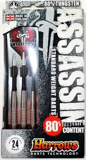 New Original Harrows Assassin 24g Steeltip Darts 80% Tungsten w/ Spin Top Shafts