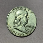 1954 D Franklin Half Dollar - 90% Silver - Circulated - Nice - .36169 ASW Toning
