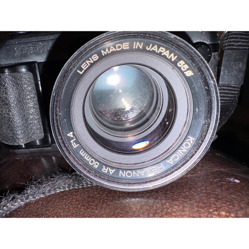 Konica FT-1 35mm SLR Film Camera w/ 50mm Lens, Flash, Hood - VTG NOT Tested - Picture 6 of 6