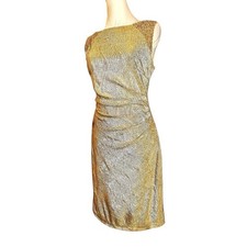 Ralph Lauren Gold Dress Size 4 Iridescent Sequins Sleeveless Evening Party Event