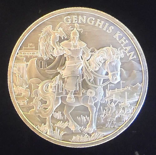 Genghis Khan Legendary Warrior Series Vtg Rare Bullio-0.999 Silver 1 Oz Art Coin