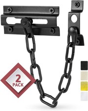2 Pack Matte Black Door Chain Lock Heavy Duty Security Guard Latch