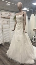 DESIGNER WEDDING DRESS EGLANTINE CREATIONS SIZE 34 LACE UP CORSET GLITTER A LINE