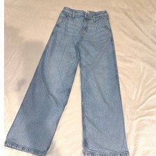 Abercrombie Kids Wide Leg Jeans Light Wash Heart Pockets High Rise Denim Pants