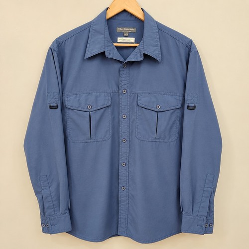 Tilley, Vintage Tilley Endurables Shirt Mens L Blue Nylon Roll Tab Long Sleeve Hiking