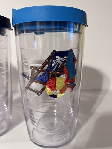 Tervis 16 oz Insulated Tumbler Set of 4 Embroidered Beach Chairs With LIDS NWOT - Picture 6 of 15
