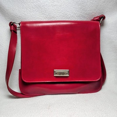 NEW Vintage RARE Esprit Shoulder Bag Purse Faux Leather Red w/ Silver Hardware