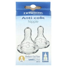 Anti-Colic Nipple, 6 Months , Medium-Fast Flow, 2 Pack
