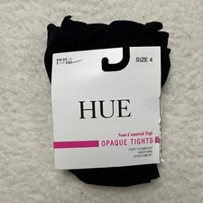 HUE Opaque Tights Womens Size 4 Black Non-Con...