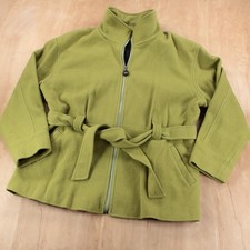 MARIO DE PINTO lime green wool belted zip up jacket coat LARGE vtg 90s usa made