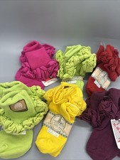 Vintage Frilly 90s Anklets Socks Girls 5-6 Double Ruffle Cuff USA Cotton 6 Pair