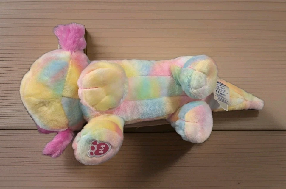 Retired Build A Bear Tie Dye Pastel Rainbow Axolotl 18” Soft Toy Plush - image 3 of 4