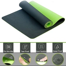 Non Slip Durable TPE - Lightweight - Eco-Friendly - Pilates Yoga Mat with Strap