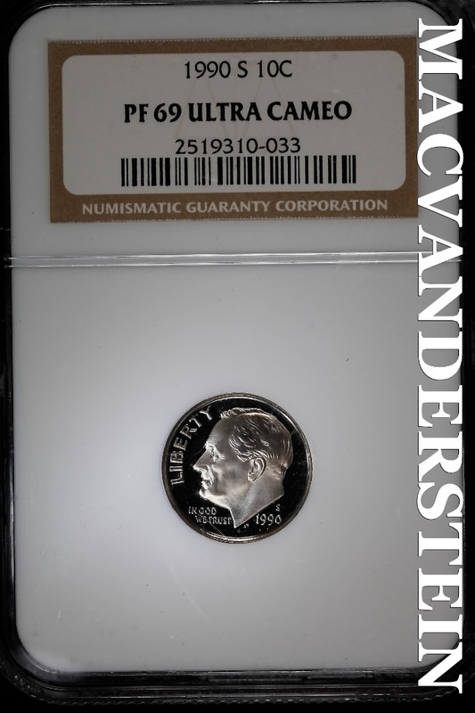 1990-S Roosevelt Dime- - NGC PF69- Ultra Cameo- No Reserve #SLA640