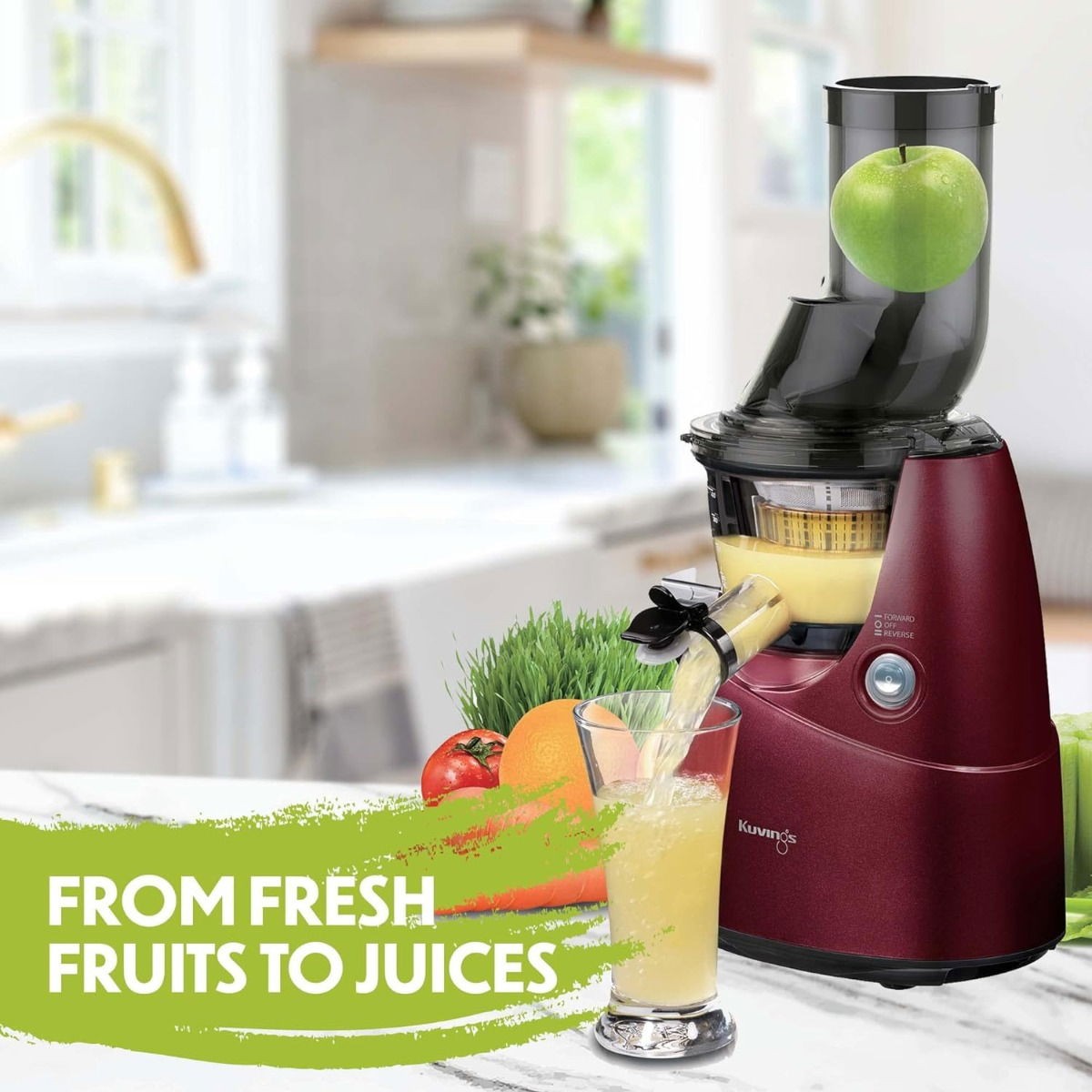 Kuvings Whole ジューサー レッド Whole-Fruit Slow Masticating Juicer (Purple Red) | Kuvings
