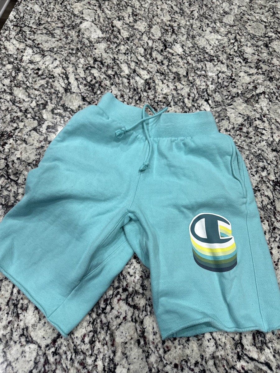 Vintage Champion Reverse Weave Sweat Shorts Mens Small Aqua Blue