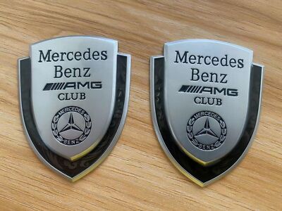 2PCS Chrome 3D Logo Badge Car Body Emblem Ornament for Mercedes Benz A/B/C/E/S