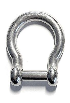 Stainless Steel 316 Bow Shackle with Hex Sink Pin Marine Grade 5/8'' 16mm Hex Pin