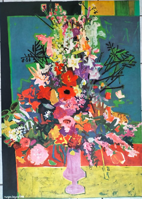Roger Bezombes (1913-1994) Lithografie Poster Floralies 87 x 61,5 cm Blumen Vase
