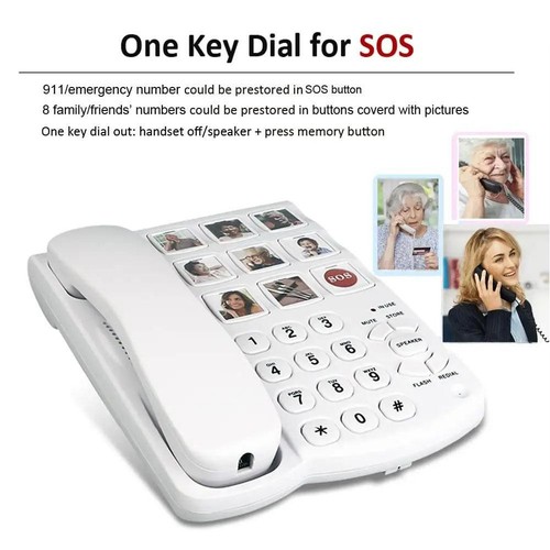 Landline Phone Big Button Speaker for Seniors Elderly Amplified One Butt` - Zdjęcie 6 z 14