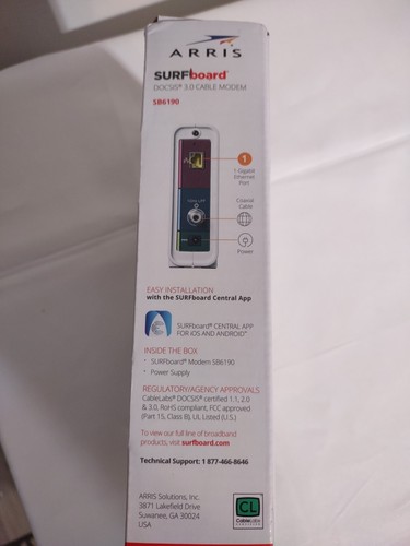 ARRIS SURFboard SB6190 DOCSIS 3.0 Cable Modem, Approved Cox, Spectrum, Xfinity - Picture 2 of 3