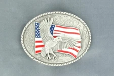 Nocona Western Mens American Eagle Belt Buckle USA Silver