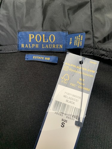 POLO RALPH LAUREN ESTATE-RIB COTTON HOODIE BLACK Sz.Small - Picture 11 of 12