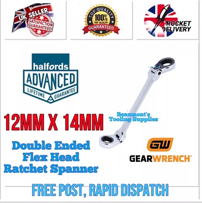 12mm x 14mm Gear Wrench Double Ended Flex Head Ratchet Spanner *FREE POST*