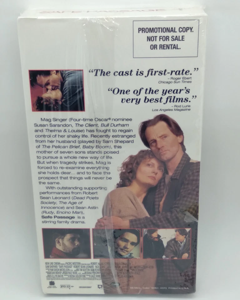 Safe Passage (VHS, 1994) PROMOTIONAL SCREENER New & Sealed! Susan Sarandon - Image 2 of 4