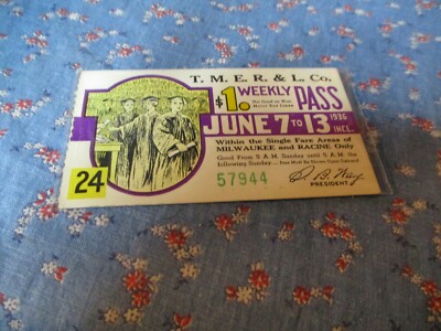 T. M. E. R. & L. Co The Milwaukee Electric Railway and Light  1936 Weekly Pass