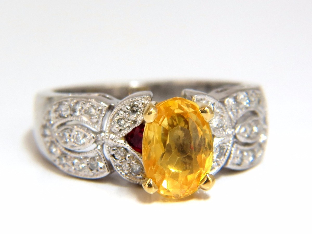 natural yellow sapphire diamonds ring platinum
