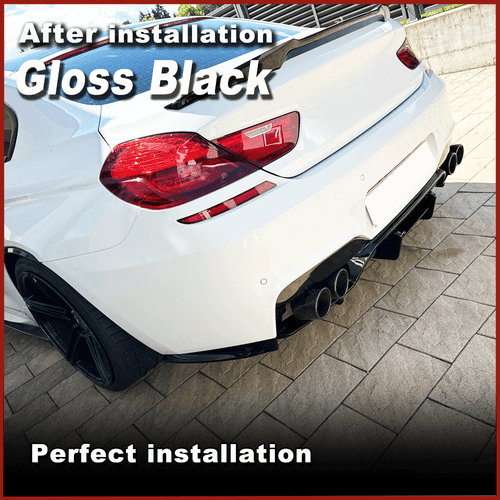 Fit For BMW F06 F12 F13 M6 2013-19 Gloss Black Rear Bumper Diffuser Lip Spoiler - Picture 2 of 10