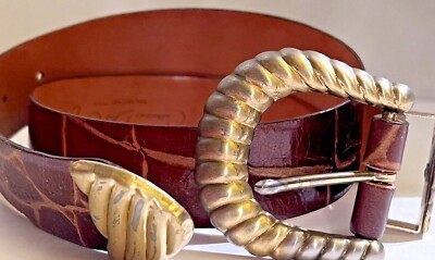 Catherine Dial Easley Brown/Tan Textured Belt Yellow Gold  display picture 1
